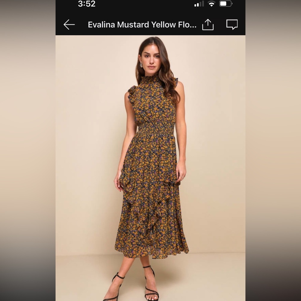 Lulus floral mock neck midi dress